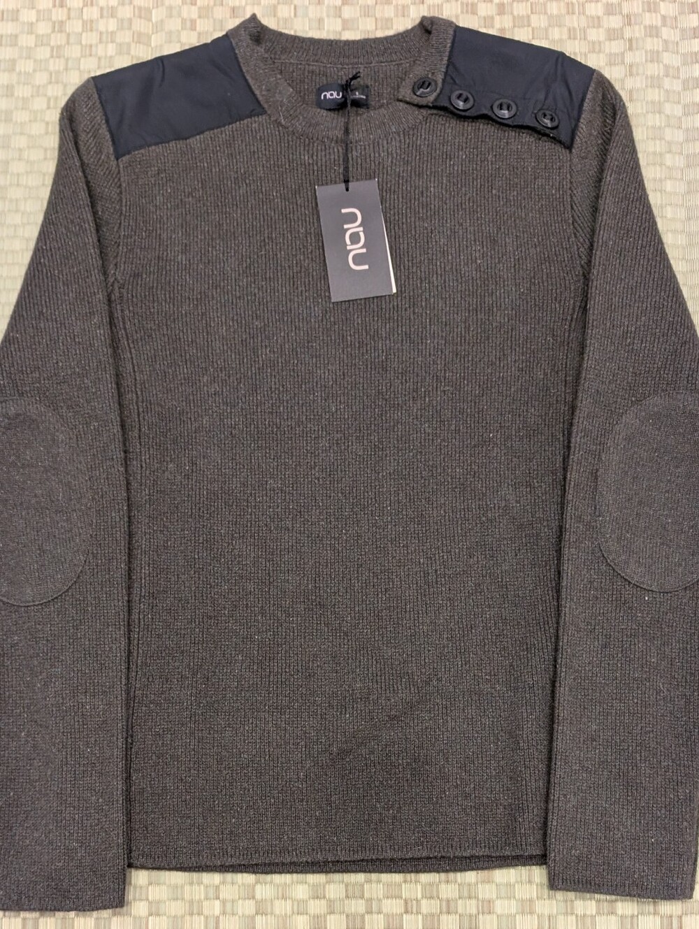 NWT NAU Stealth Crew Neck Sweater Clove Heather Wool Men's Size Small